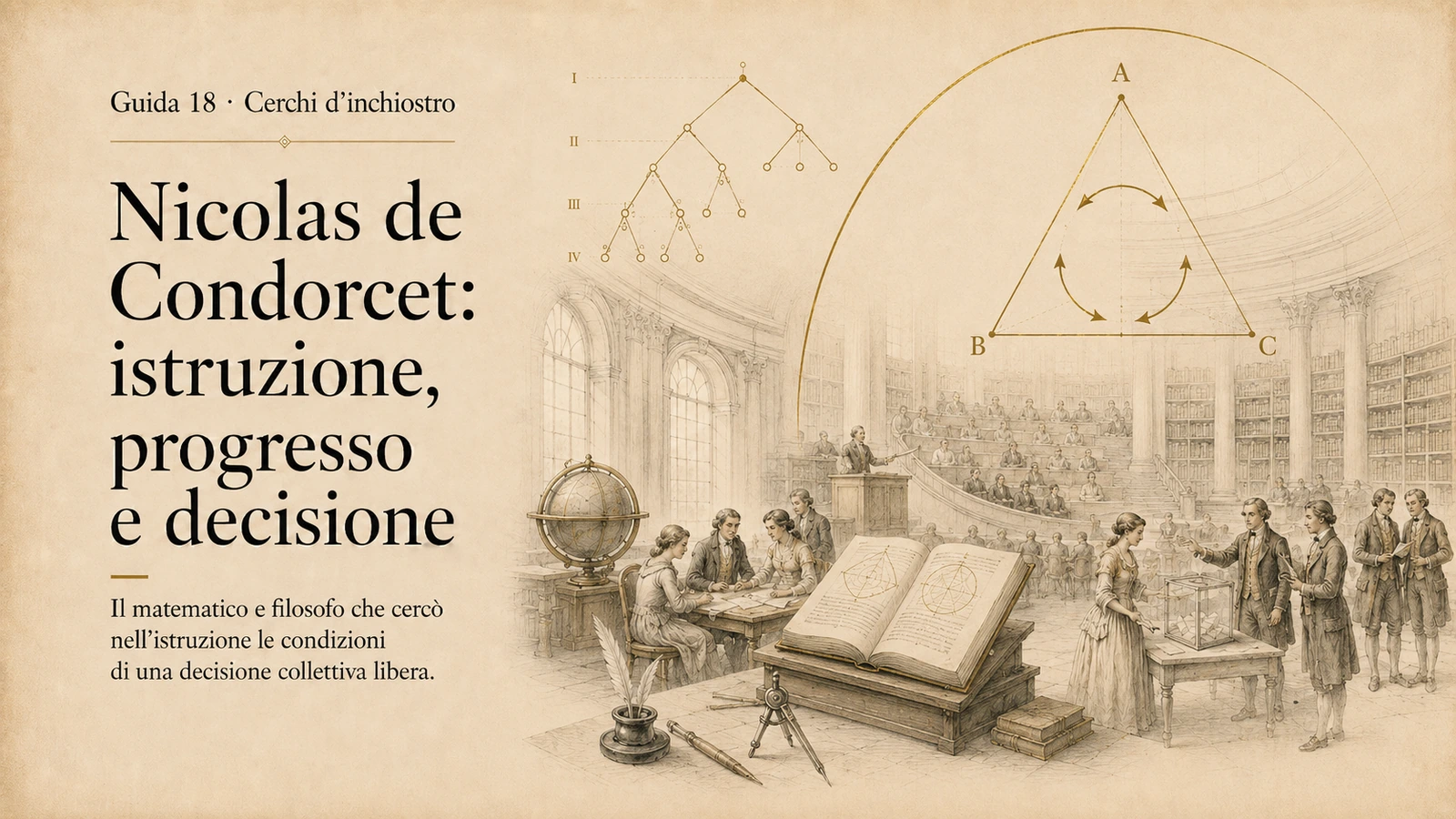 Cover della guida Nicolas de Condorcet: istruzione, progresso e decisione.