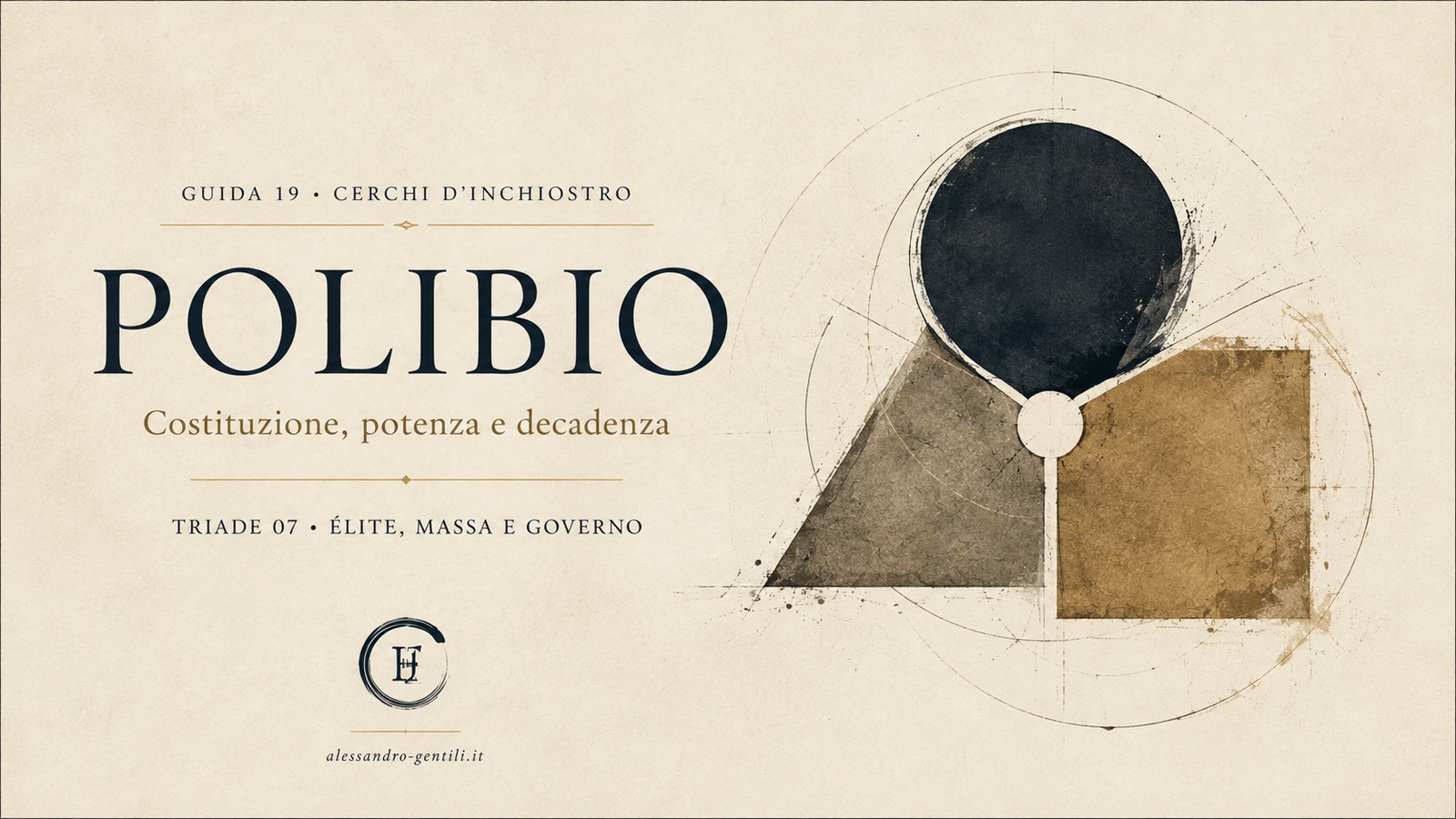 Copertina della guida Cerchi d’inchiostro dedicata a Polibio, costituzione, potenza e decadenza