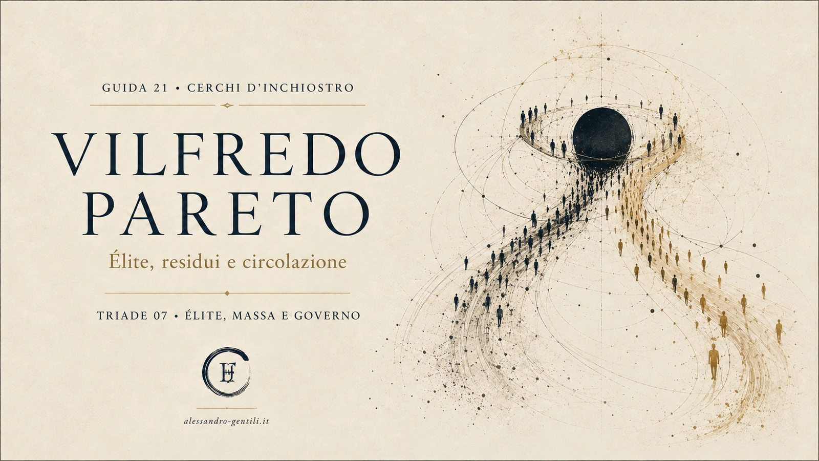 Copertina della guida Cerchi d’inchiostro dedicata a Vilfredo Pareto, élite, residui e circolazione
