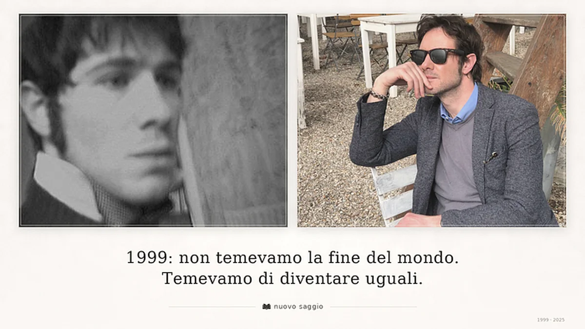 Due immagini di Alessandro Gentili a distanza di anni, accostate come soglia biografica tra 1999 e presente.